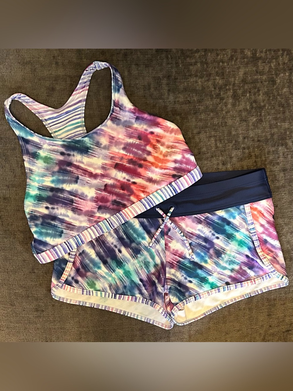 Athleta Girls' Multicolor Reversible Tie-Dye Swim Set L/12